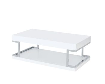 Aspers Coffee Table; White High Gloss & Chrome YJ