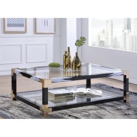 Lafty Coffee Table in White Brushed & Clear Glass