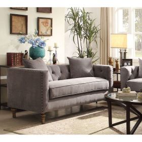 Sidonia Loveseat w/2 Pillows in Gray Velvet