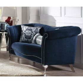 Jaborosa Loveseat w/2 Pillows in Blue Velvet