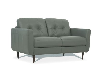 Radwan Loveseat; Pesto Green Leather YJ