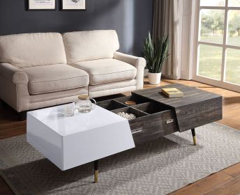 Orion Coffee Table; White High Gloss & Rustic Oak