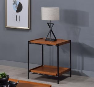 Oaken End Table; Honey Oak & Black