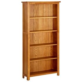 vidaXL 5-Tier Bookcase 27.6"x8.7"x55.1" Solid Oak Wood