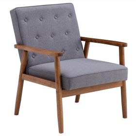 (75 x 69 x 84)cm Retro Modern Wooden Single Chair;  Grey Fabric  YJ