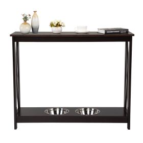 X design Console Table Narrow Long Entrance Table with Storage Shelves with pet basin