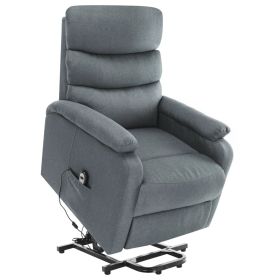 vidaXL Power Lift Massage Recliner Light Grey Fabric