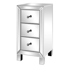 FCH Modern and Contemporary Mirrored 3-Drawers Nightstand Bedside Table