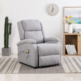 vidaXL Massage Recliner Light Gray Fabric