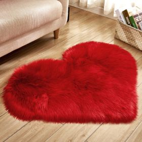 6cm Plush Carpet Fuzzy Wool Floor Mat Multicolor Heart Soft Fluffy Cozy Living Room Bedroom Aldult Child Boy Girl Fashion Lovely (Color: Red, size: 60cm x 60cm)