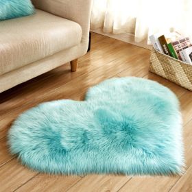 6cm Plush Carpet Fuzzy Wool Floor Mat Multicolor Heart Soft Fluffy Cozy Living Room Bedroom Aldult Child Boy Girl Fashion Lovely (Color: Sky blue, size: 70cm x 80cm)