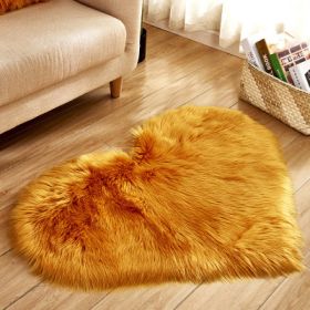 6cm Plush Carpet Fuzzy Wool Floor Mat Multicolor Heart Soft Fluffy Cozy Living Room Bedroom Aldult Child Boy Girl Fashion Lovely (Color: Brown yellow, size: 70cm x 80cm)