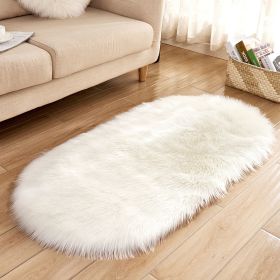 Fluffy 6cm Plush Carpet Fuzzy Wool Floor Mat Multicolor Oval Soft Living Room Bedroom Aldult Boys Girls Home Decor Cute Fashion (Color: White, size: 60*120cm)