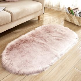 Fluffy 6cm Plush Carpet Fuzzy Wool Floor Mat Multicolor Oval Soft Living Room Bedroom Aldult Boys Girls Home Decor Cute Fashion (Color: Light pink, size: 80*180cm)