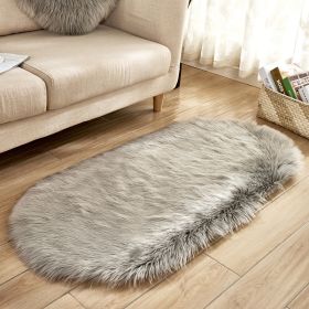 Fluffy 6cm Plush Carpet Fuzzy Wool Floor Mat Multicolor Oval Soft Living Room Bedroom Aldult Boys Girls Home Decor Cute Fashion (Color: LIGHT GREY, size: 60*90cm)