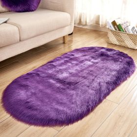 Fluffy 6cm Plush Carpet Fuzzy Wool Floor Mat Multicolor Oval Soft Living Room Bedroom Aldult Boys Girls Home Decor Cute Fashion (Color: Purple, size: 60*120cm)