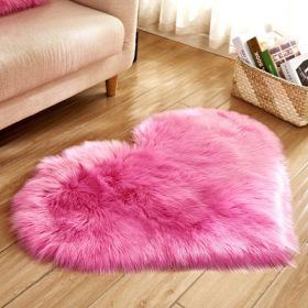 6cm Plush Carpet Fuzzy Wool Floor Mat Multicolor Heart Soft Fluffy Cozy Living Room Bedroom Aldult Child Boy Girl Fashion Lovely (Color: Dark pink, size: 60cm x 70cm)