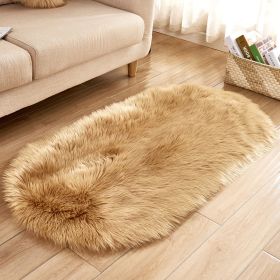 Fluffy 6cm Plush Carpet Fuzzy Wool Floor Mat Multicolor Oval Soft Living Room Bedroom Aldult Boys Girls Home Decor Cute Fashion (Color: Brown, size: 80*160cm)