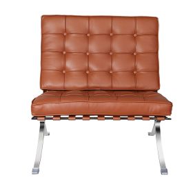 TENGYE furniture Barcelona chair designer chair (Color: Light Brown)