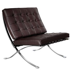 TENGYE furniture Barcelona chair designer chair (Color: Dark Brown)