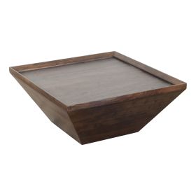 36 Inch Square Shape Acacia Wood Coffee Table with Trapezoid Base; Brown (Color: as Pic)