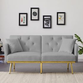 GREY VELVET SOFA BED (Color: as Pic)