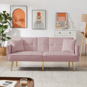 PINK VELVET SOFA BED (Color: as Pic)