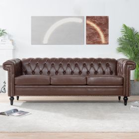 83.5 Inch Width Traditional Square Arm removable cushion 3 seater Sofa (Color: as Pic)