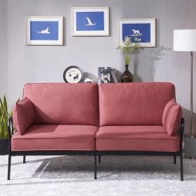 American Rustic Style Living Room Metal Frame with Cushions Comfortable Sofa Couch (Color: as Pic)