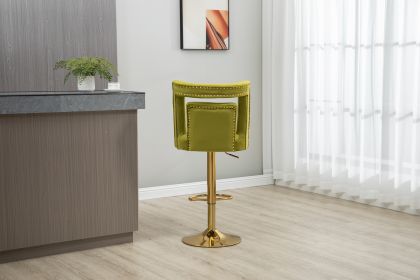 COOLMORE Bar Stools with Back and Footrest Counter Height bar Chairs (Color: Olive)