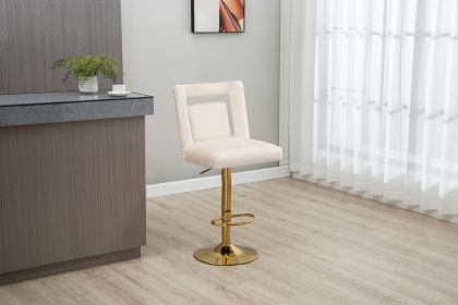 COOLMORE Bar Stools with Back and Footrest Counter Height bar Chairs (Color: Ivory)