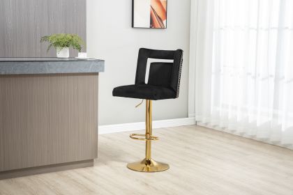 COOLMORE Bar Stools with Back and Footrest Counter Height bar Chairs (Color: Black)