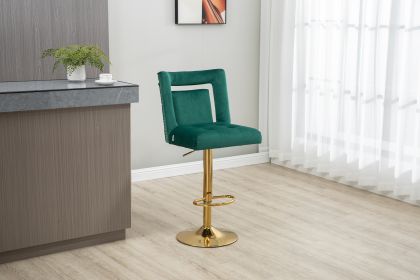 COOLMORE Bar Stools with Back and Footrest Counter Height bar Chairs (Color: Green)