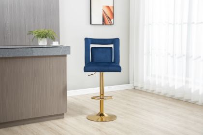 COOLMORE Bar Stools with Back and Footrest Counter Height bar Chairs (Color: Navy)