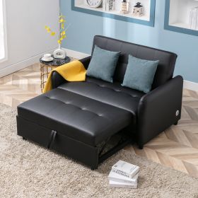 Orisfur. 51" Convertible Sleeper Bed; Adjustable Oversized Armchair with Dual USB Ports for Small Space (Color: as Pic)