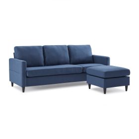 Orisfur. Reversible Sectional Sofa with Handy Side Pocket; Living Room L-Shape 3-Seater Couch with Modern Linen Fabric for Small Space (Color: as Pic)