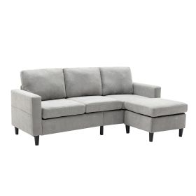 Orisfur. Sectional Sofa with Handy Side Pocket; Living Room L-Shape 3-Seater Couch with Movable Ottoman for Small Space (Color: as Pic)