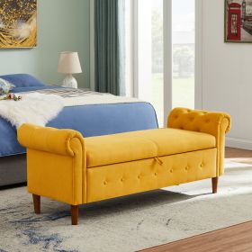 Multifunctional Storage Rectangular Sofa Stool (Color: Yellow)