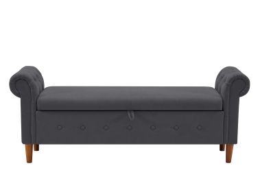 Multifunctional Storage Rectangular Sofa Stool (Color: Dark Gray)