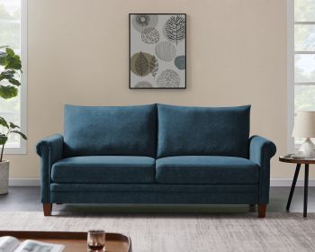 Loveseat Blue Frosted Cat's Paw Cloth for Living Room (Color: Blue)