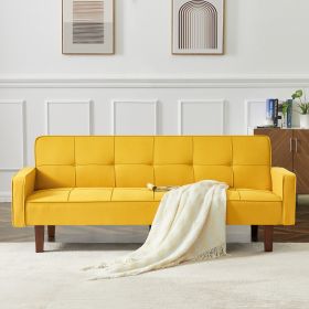 New Arrival Factory Gray Sofa Bed in Living Room Multi-function Leisure Sleeper Couch (Color: Yellow, Seating Capacity: Seats 2)