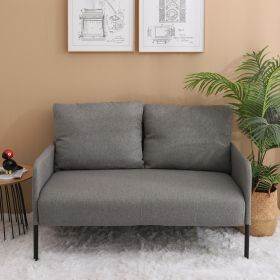 Fabric Loveseat Sofa;  Modern Design Linen Sofa Couch with Metal Legs;  Soft 2 Seater Sofa for Living Room;  Bedroom;  Reading Room and Office (Color: Grey)