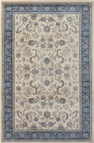 Stylish Classic Pattern Design Traditional Floral Filigree Bordered Area Rug (Color: Beige|Ivory|Blue, size: 2' X 3')