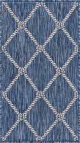 Home Decor Indoor/Outdoor Accent Rug Natural Stylish Classic Pattern Design (Color: Navy|White, size: 1'10" X 3'0")