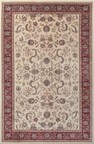 Stylish Classic Pattern Design Traditional Bordered Floral Filigree Area Rug (Color: Beige|Ivory, size: 5' X 7'9")