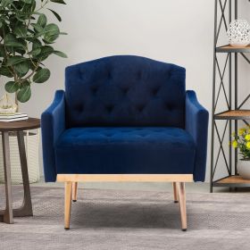 Accent Chair ,leisure single sofa with Rose Golden feet Item Code: W39531525 First Available: 2021-05-07 Return Rate: Low (Color: Navy)