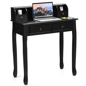 Removable Floating Organizer 2-Tier Mission Home Computer Vanity Desk (Color: Black)