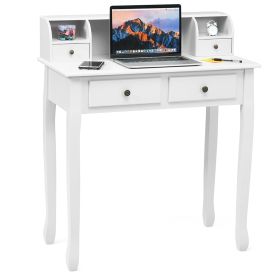 Removable Floating Organizer 2-Tier Mission Home Computer Vanity Desk (Color: White)