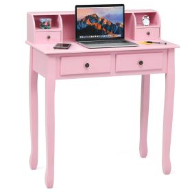 Removable Floating Organizer 2-Tier Mission Home Computer Vanity Desk (Color: Pink)