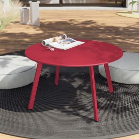 Round Coffee Table Patio Side Table (Color: Red)